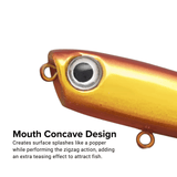 Topwater Pencil Lure 1.77" 0.12oz Popper Zigzag Action 4X Strong Hook Trout Bass