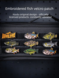 UDOLURE Embroidered Fish Velcro Patches - 2" Cartoon Bass, Mandarin Fish, Military Fish Morale Badges - Tactical Hook and Loop Armband for Fishing Backpack, Gear Bag, Clothing - 1PC