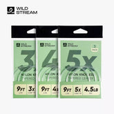 WILDSTREAM 9FT Fly Fishing Tapered Leader 3-Pack Knotless Nylon Pre-Looped 3X 4X 5X