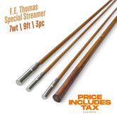 7wt | 9ft | 3pc | bamboo fly rod blank | F.E. Thomas Special Streamer