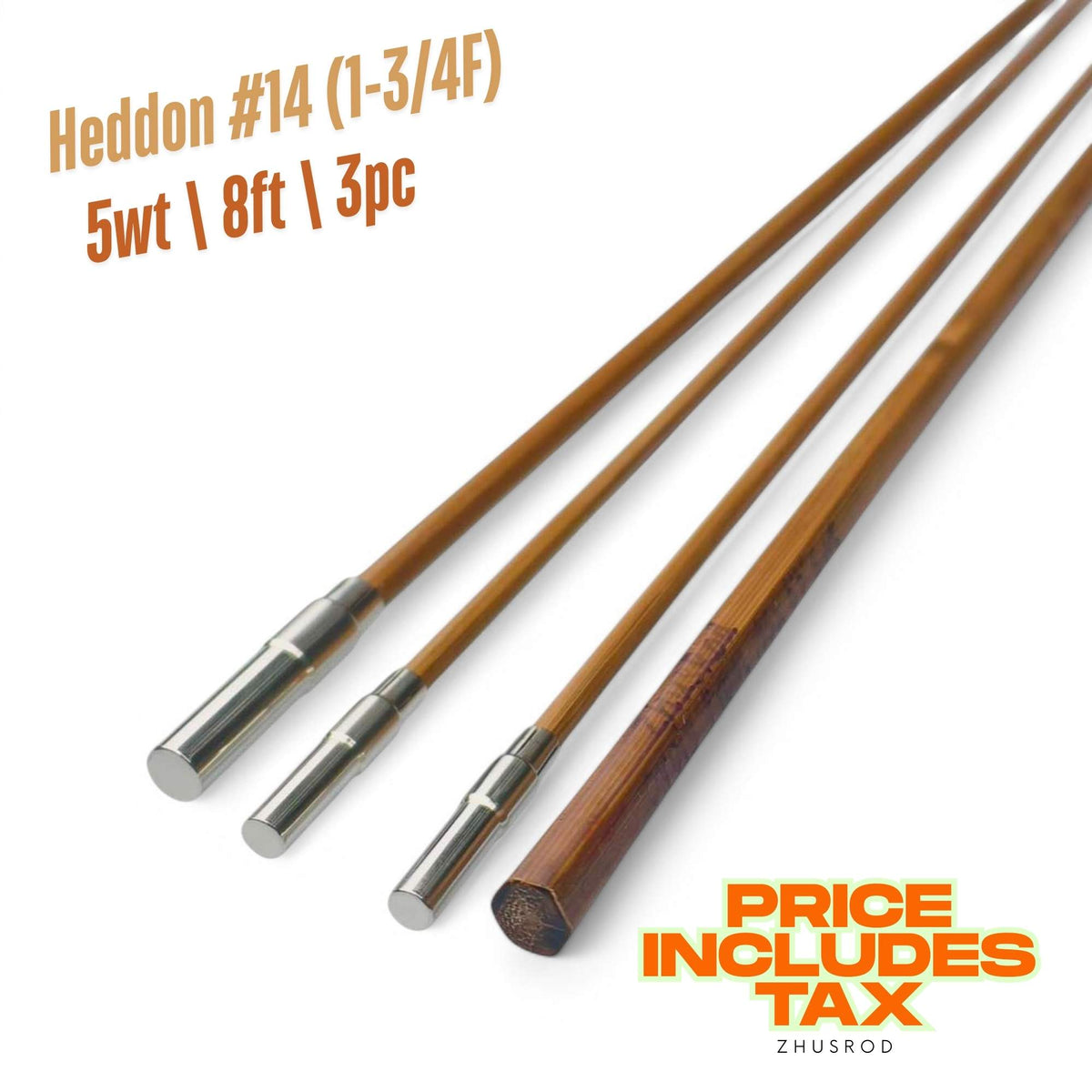 5wt | 8ft | 3pc | bamboo fly rod blank | Heddon #14 (1-3/4F)