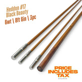 6 vikt | 8 fot 6 tum | 3 st | bambu flugspöämne | Heddon #17 Black Beauty