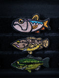 UDOLURE Embroidered Fish Velcro Patches - 2" Cartoon Bass, Mandarin Fish, Military Fish Morale Badges - Tactical Hook and Loop Armband for Fishing Backpack, Gear Bag, Clothing - 1PC