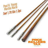 5wt | 7ft 6in | 3pc | 竹製フライロッドブランク | Paul H. Young Martha Marie