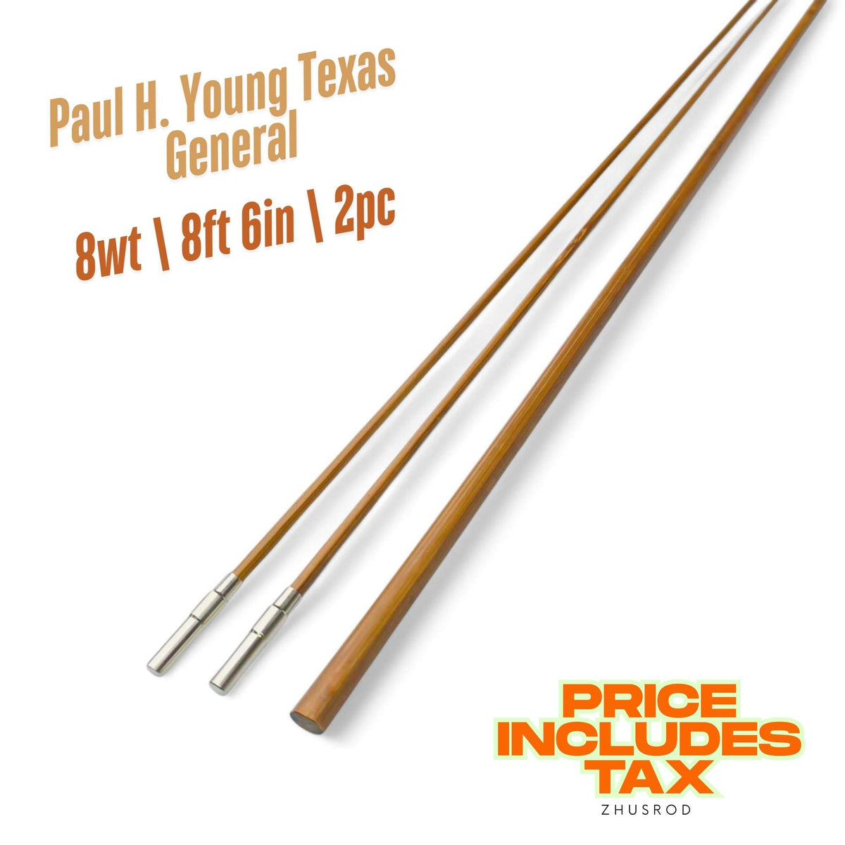 8wt | 8ft 6in | 2pc | bamboo fly rod blank | Paul H. Young Texas General