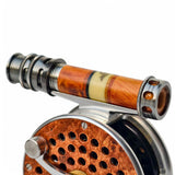 ZHUSROD | Fly Reel Seat | Totem Wood & Anodized Aluminum | Downlocking Design | 96mm Lightweight | 9.5mm Inner Diameter