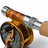 ZHUSROD | Natural Wood + Anodized Aluminum Fly Reel Seat | 100mm Length | Locking Mechanism | Ultralight Design