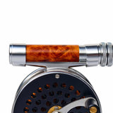 ZHUSROD | Natural Wood + Anodized Aluminum Fly Reel Seat | 100mm Length | Locking Mechanism | Ultralight Design
