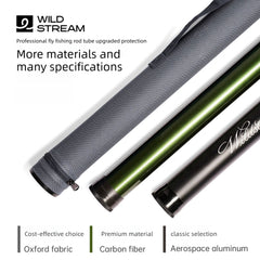 Wild Stream Fly Fishing Rod Case Tube, Professional Travel Protector for 4-Section Rods, Premium Carbon Fiber, Aviation Aluminum & Oxford Cloth Options, Multiple Lengths (25"-34")
