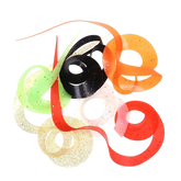 10pcs Reflective Spiral Ribbon Fishing Lure Skirts, 7.1" Curly Tail Trailer for Tai Rubber Kabura Jigs, High Visibility Soft Silicone Strips for Snapper, Bass, Trout