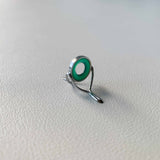 10mm Green /Agate Fly Rod Stripping Guide / Bright Nickel Silver Frame