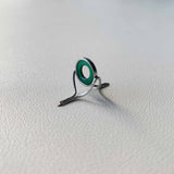 10mm Green /Agate Fly Rod Stripping Guide / Bright Nickel Silver Frame