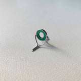 10mm Green /Agate Fly Rod Stripping Guide / Bright Nickel Silver Frame
