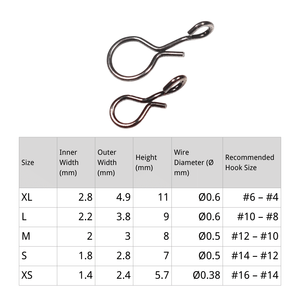 10/50pcs Fly Fishing Quick Snaps, 304 Stainless Steel Fast Change Clips for Flies and Lures, Ultra-Lightweight Nymph & Streamer Snaps, Sizes XS S M L XL Secondary image
