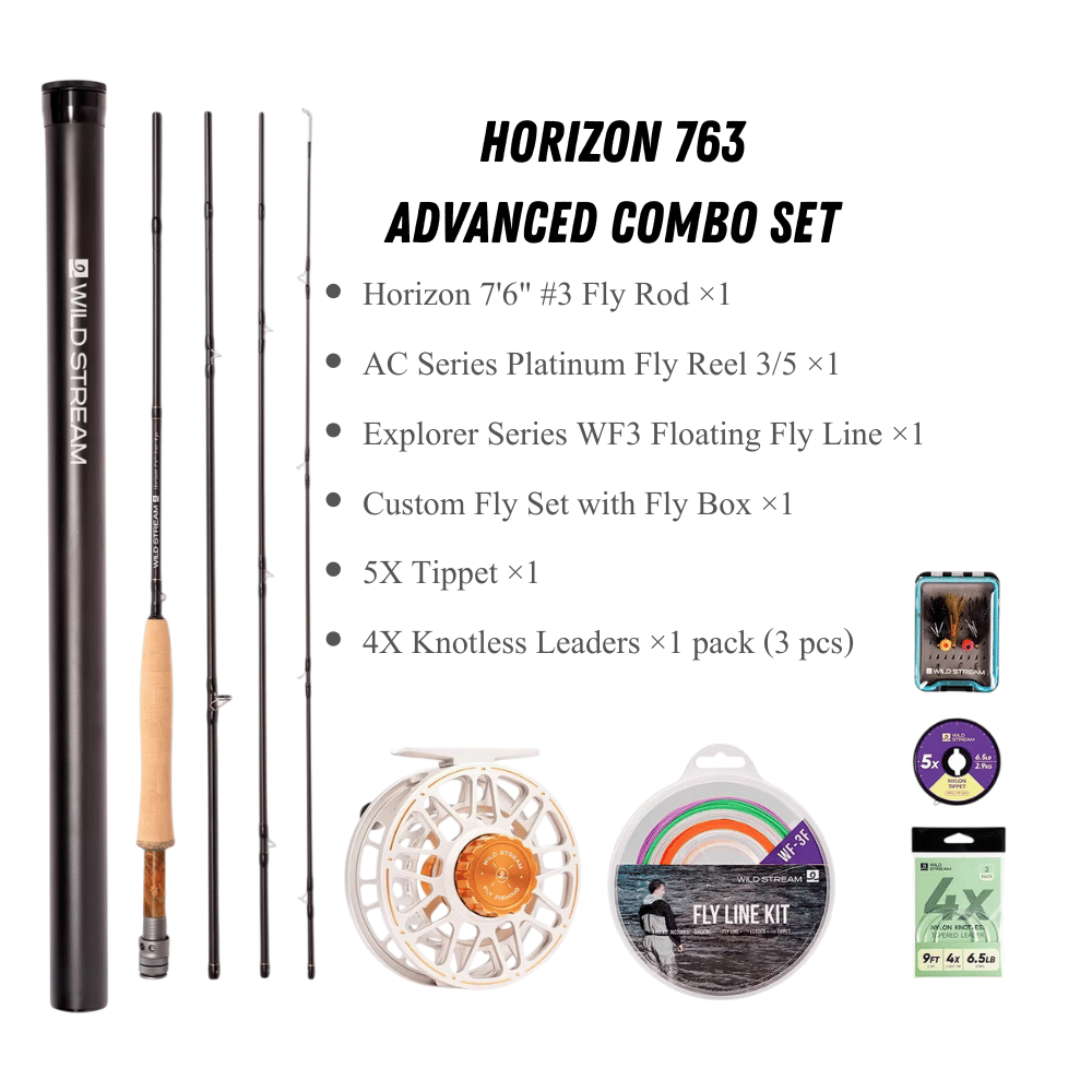 Wildstream Horizon Fly Fishing Rod, 40T+46T High Modulus Carbon Fiber, Fast Action 4-Section Stream Rod with 5A Portuguese Cork Handle & Natural Cedar Reel Seat