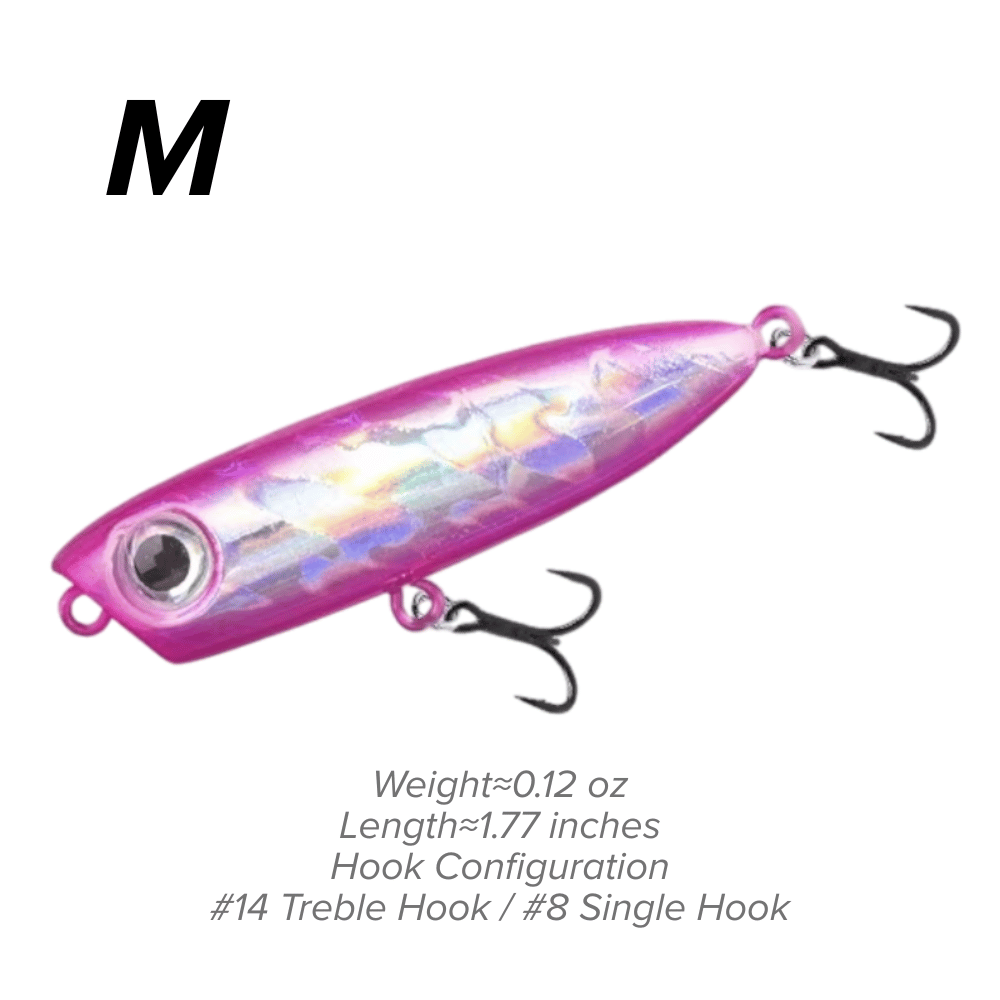 Topwater Pencil Lure 1.77" 0.12oz Popper Zigzag Action 4X Strong Hook Trout Bass