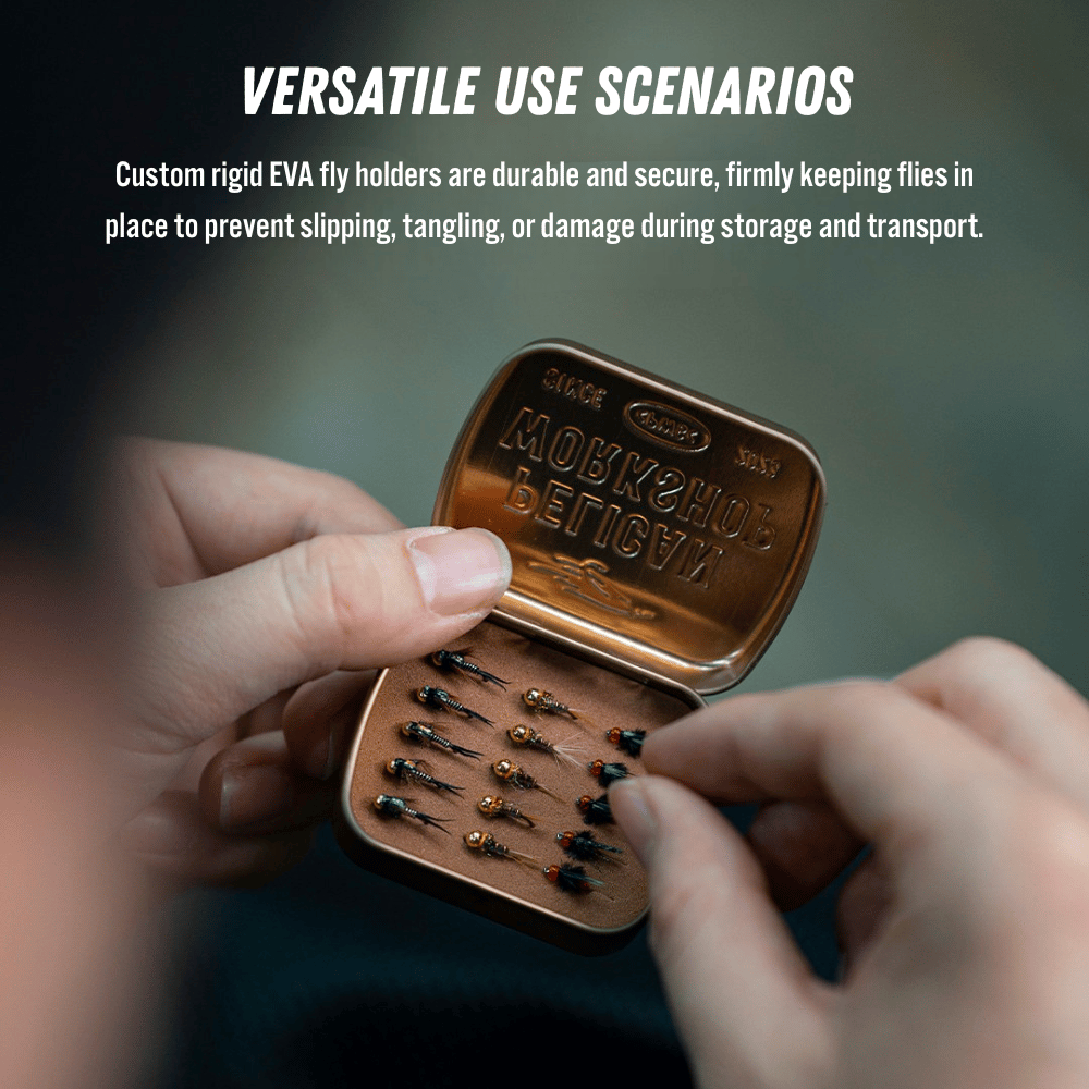PWS Vintage Gold Fly Fishing Box - Portable Tinplate Tackle Case with Rigid EVA Insert, 15 Slots - Compact Pocket S | ZHUSROD