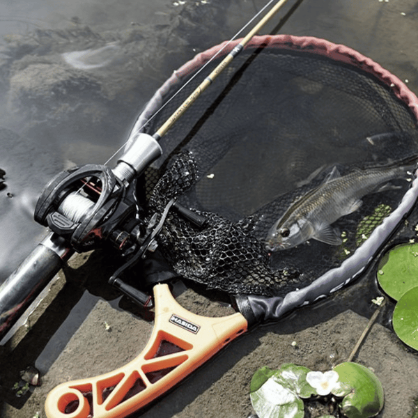 HASIDA Foldable Portable Landing Net, 301 Stainless Steel Frame Rubberized Mesh, Lightweight One-Handed Operation Fishing Net for Trout Bass Lure Fishing