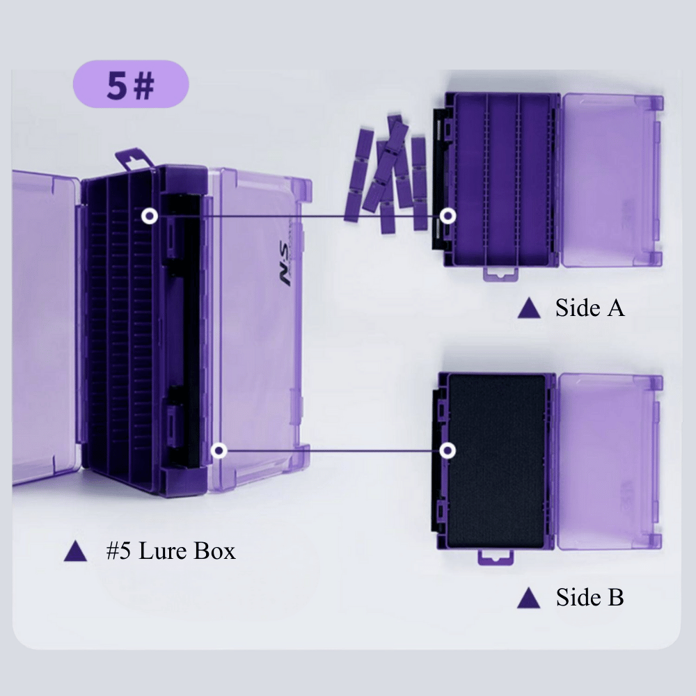 N.S Black Hole Fishing Tackle Box Iris Purple Lure Case Organizer Multi-Compartment