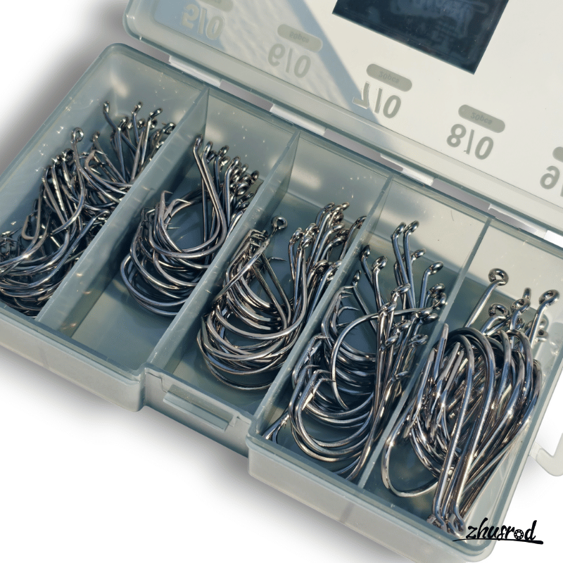 160pcs Circle Hooks Assortment Kit, High Carbon Steel Fishing Hooks 2X Strong Offset Octopus Hooks for Saltwater Fr | ZHUSROD