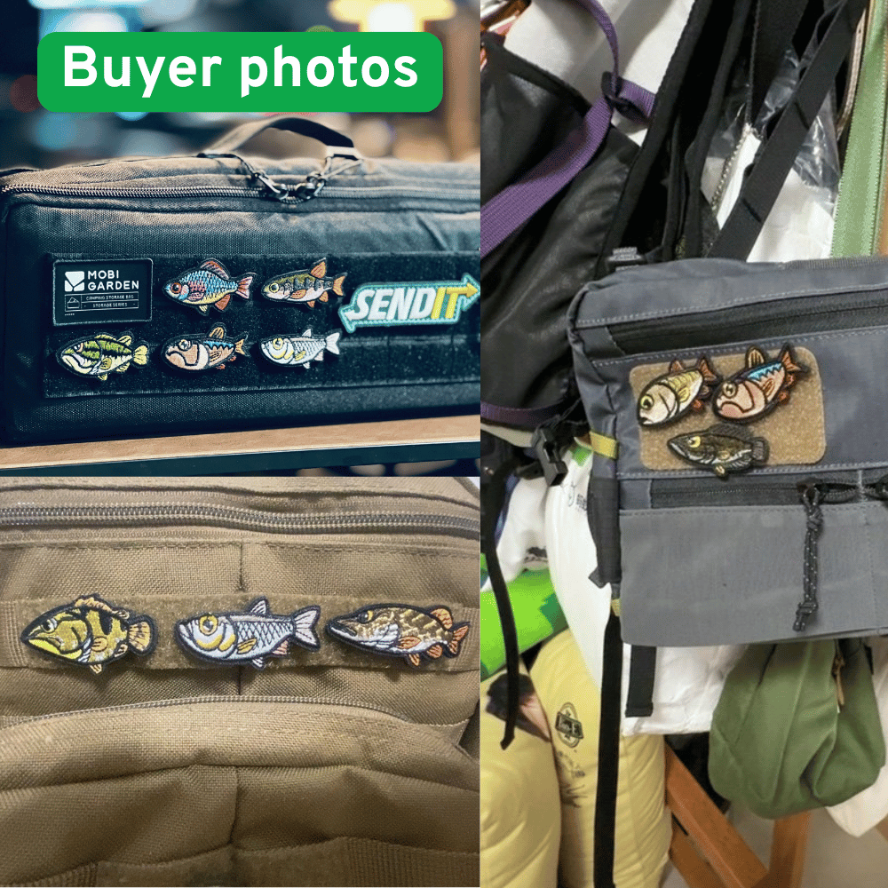UDOLURE Embroidered Fish Velcro Patches - 2" Cartoon Bass, Mandarin Fish, Military Fish Morale Badges - Tactical Ho | ZHUSROD