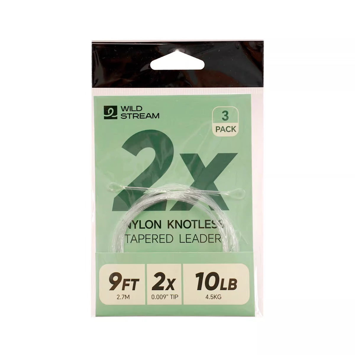 WILDSTREAM 9FT Fly Fishing Tapered Leader 3-Pack Knotless Nylon Pre-Looped 3X 4X 5X