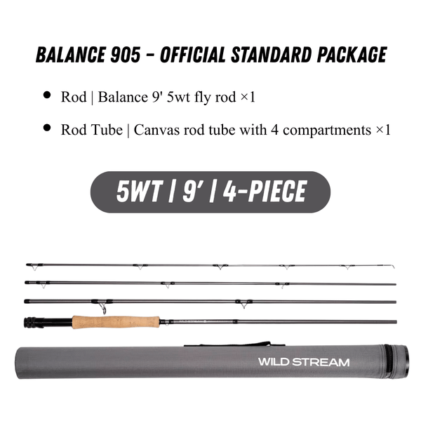 WILDSTREAM Balance Fly Fishing Rod and Reel Combo, 4-Piece 24T+30T Carbon Fiber Fly Rod, Fast Action, SIC Guide Rings, Grade 2A Cork Handle, Complete Starter Kit with Case & Flies (#3/#4/#5/#8 WT)