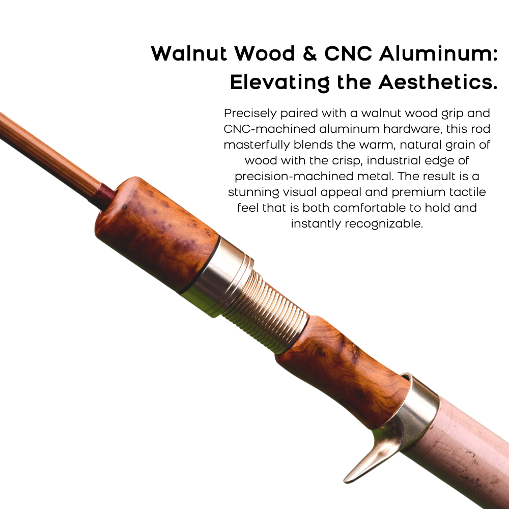 Handmade Tonkin Bamboo Casting Rod, 5'6'' 7' Ultra-Light (UL) Action Fishing Pole, 3A Cork Handle & Walnut CNC Reel | ZHUSROD