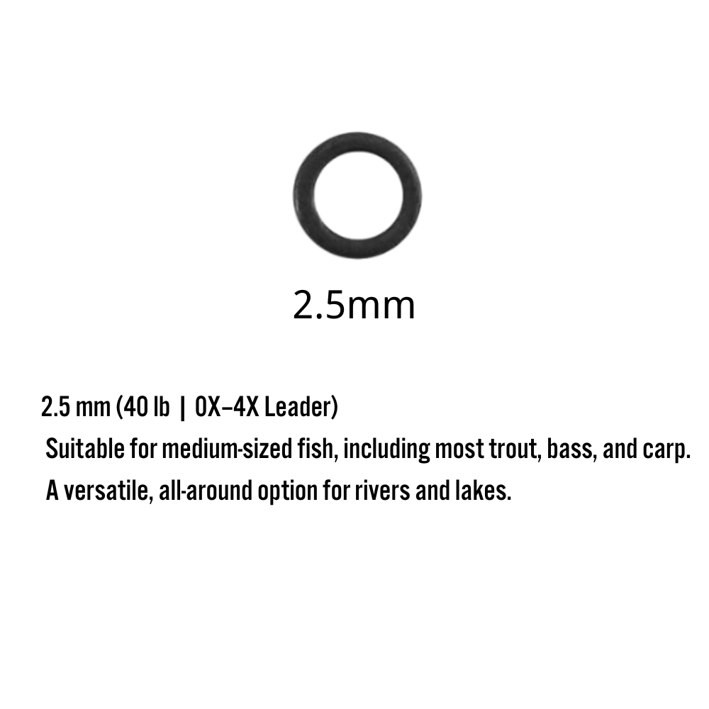 10/20/50 Pack Fly Fishing Tippet Rings - Seamless Nickel-Plated Stainless Steel O-Rings, Ultra-Lightweight Low Profile Connectors for Tapered Leaders (2mm, 2.5mm, 3.1mm)