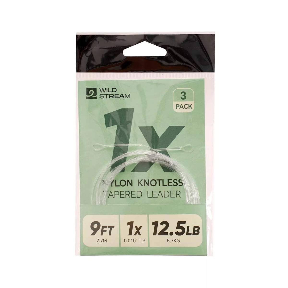 WILDSTREAM 9FT Fly Fishing Tapered Leader 3-Pack Knotless Nylon Pre-Looped 3X 4X 5X - Feature Detail | ZHUSROD