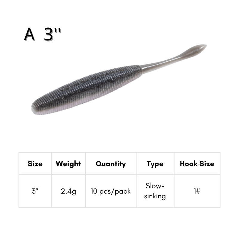 BROKEN RIVER Soft Plastic Stick Baits - 10pcs Dual-Density Salted Bass Fishing Lures, High-Frequency Micro-Shake Wo | ZHUSROD