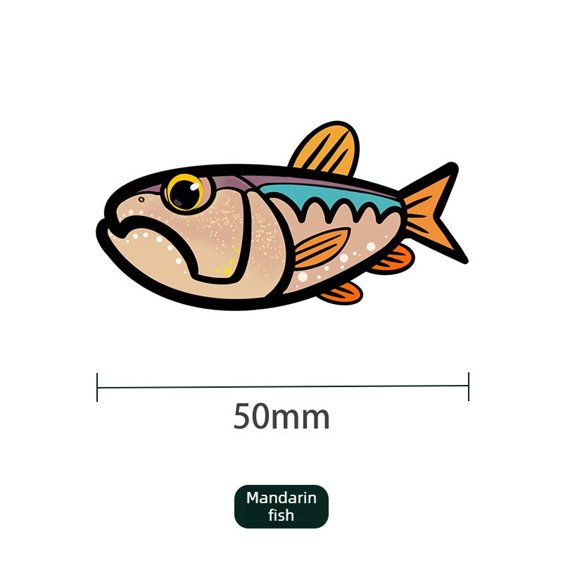 UDOLURE Embroidered Fish Velcro Patches - 2" Cartoon Bass, Mandarin Fish, Military Fish Morale Badges - Tactical Hook and Loop Armband for Fishing Backpack, Gear Bag, Clothing - 1PC