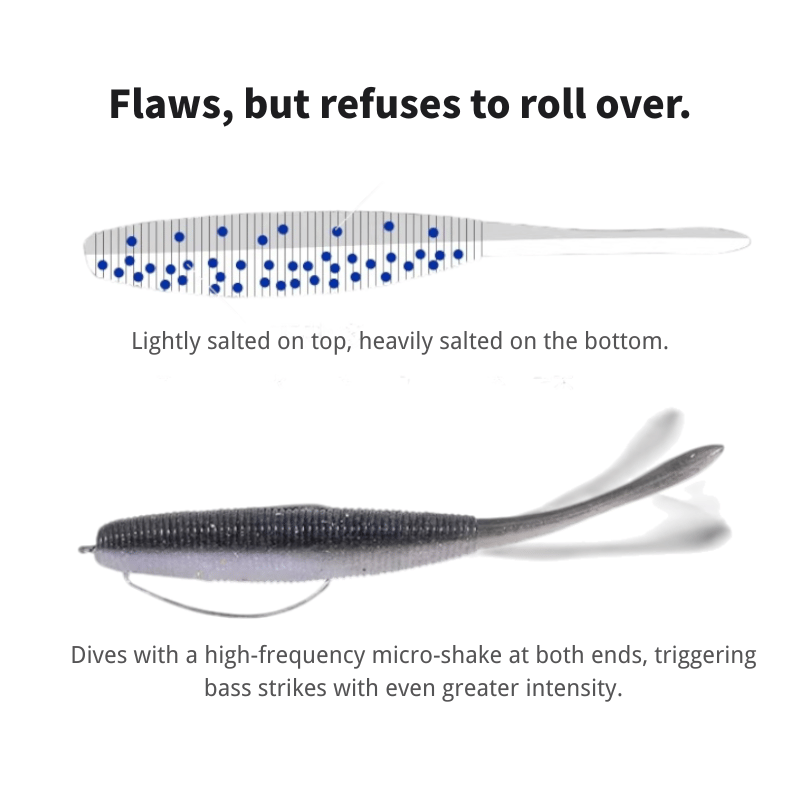 BROKEN RIVER Soft Plastic Stick Baits - 10pcs Dual-Density Salted Bass Fishing Lures, High-Frequency Micro-Shake Worms, Scented Slow Sinking Senko Style Baits for Texas & Wacky Rig Secondary image