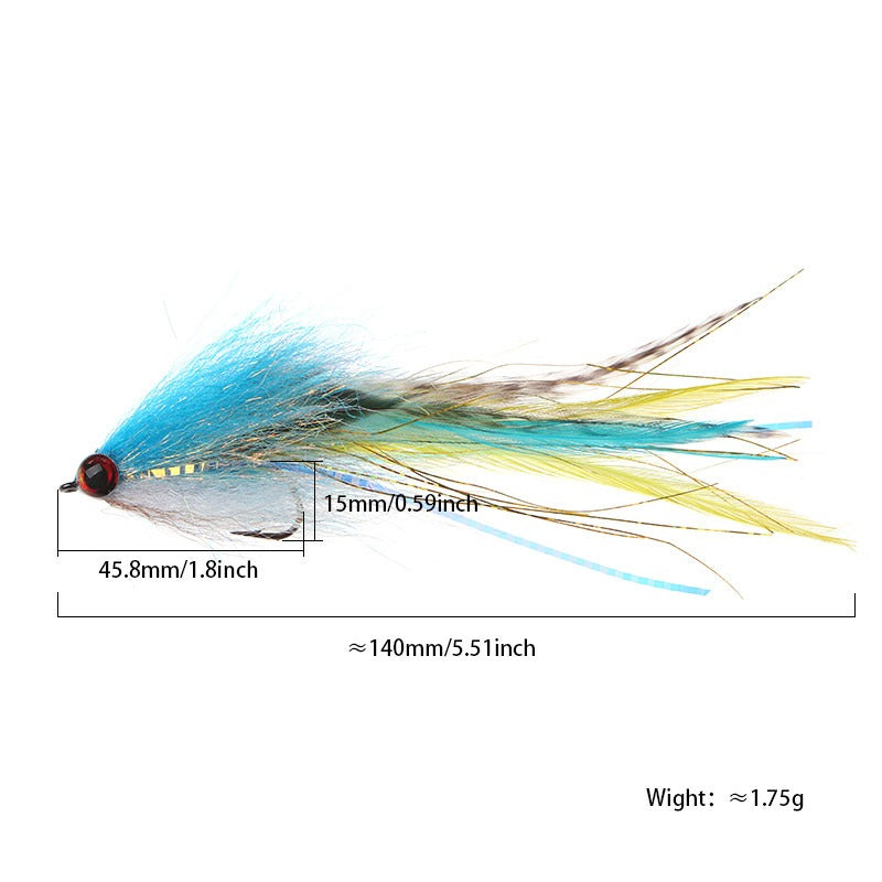 8Pcs Hand-Tied Streamer Fly Fishing Lures Kit, 5.5 Large Fly Flies for Pike Bass Salmon Trout, Realistic 3D Eyes & | ZHUSROD