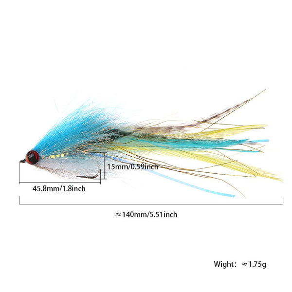 8Pcs Hand-Tied Streamer Fly Fishing Lures Kit, 5.5 Large Fly Flies for Pike Bass Salmon Trout, Realistic 3D Eyes & | ZHUSROD