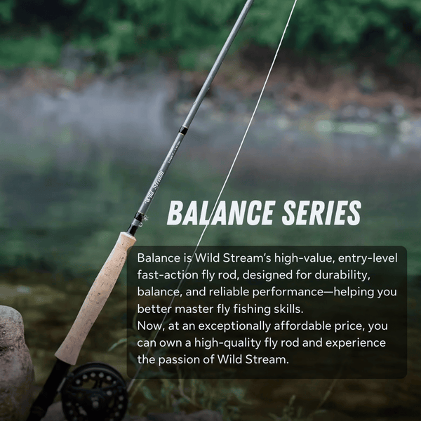 WILDSTREAM Balance Fly Fishing Rod and Reel Combo, 4-Piece 24T+30T Carbon Fiber Fly Rod, Fast Action, SIC Guide Rings, Grade 2A Cork Handle, Complete Starter Kit with Case & Flies (#3/#4/#5/#8 WT)