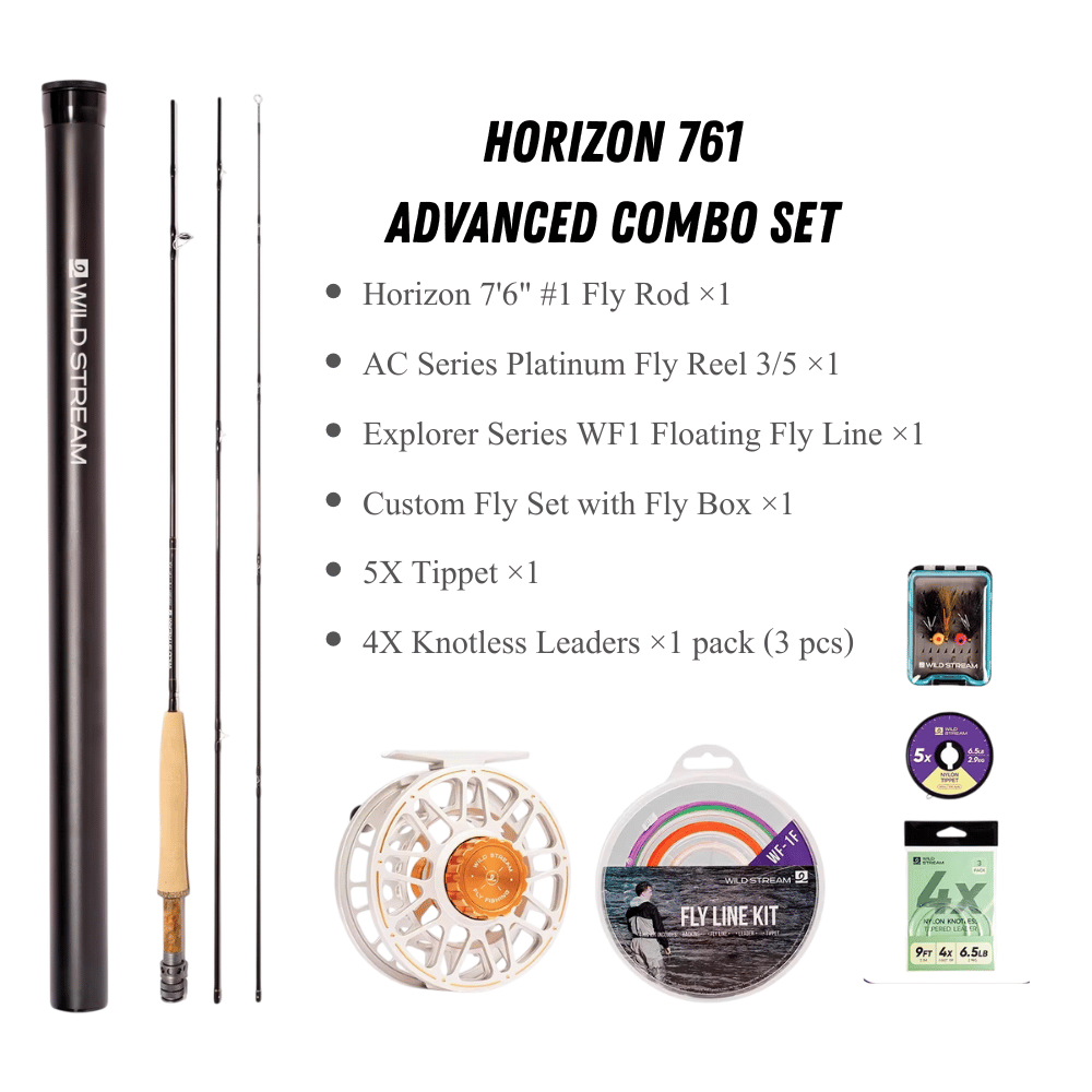 Wildstream Horizon Fly Fishing Rod, 40T+46T High Modulus Carbon Fiber, Fast Action 4-Section Stream Rod with 5A Portuguese Cork Handle & Natural Cedar Reel Seat