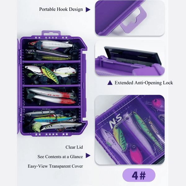 N.S Black Hole Fishing Tackle Box Iris Purple Lure Case Organizer Multi-Compartment