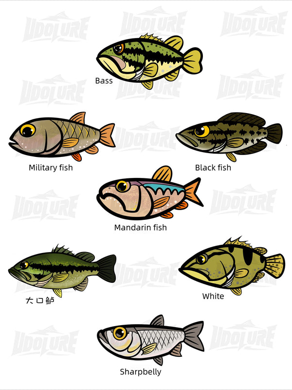 UDOLURE Embroidered Fish Velcro Patches - 2" Cartoon Bass, Mandarin Fish, Military Fish Morale Badges - Tactical Ho | ZHUSROD