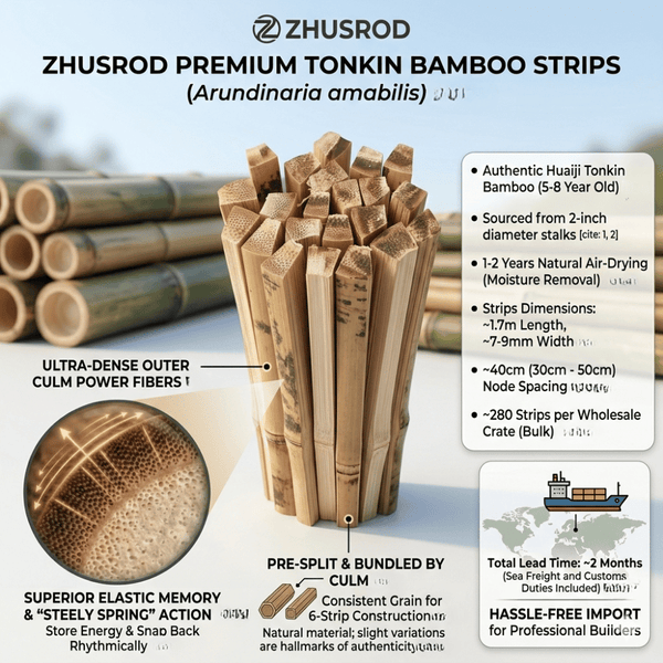 Bulk pack of 280 premium Tonkin bamboo strips, 1.7m length, for rod building