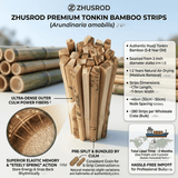 ZHUSROD 280pcs Tonkin Bamboo Strips for Fly Rod Building, 1.7m Premium Split Cane Strips from Huaiji China, High Elastic Memory Bamboo Blanks for Custom Fishing Rods