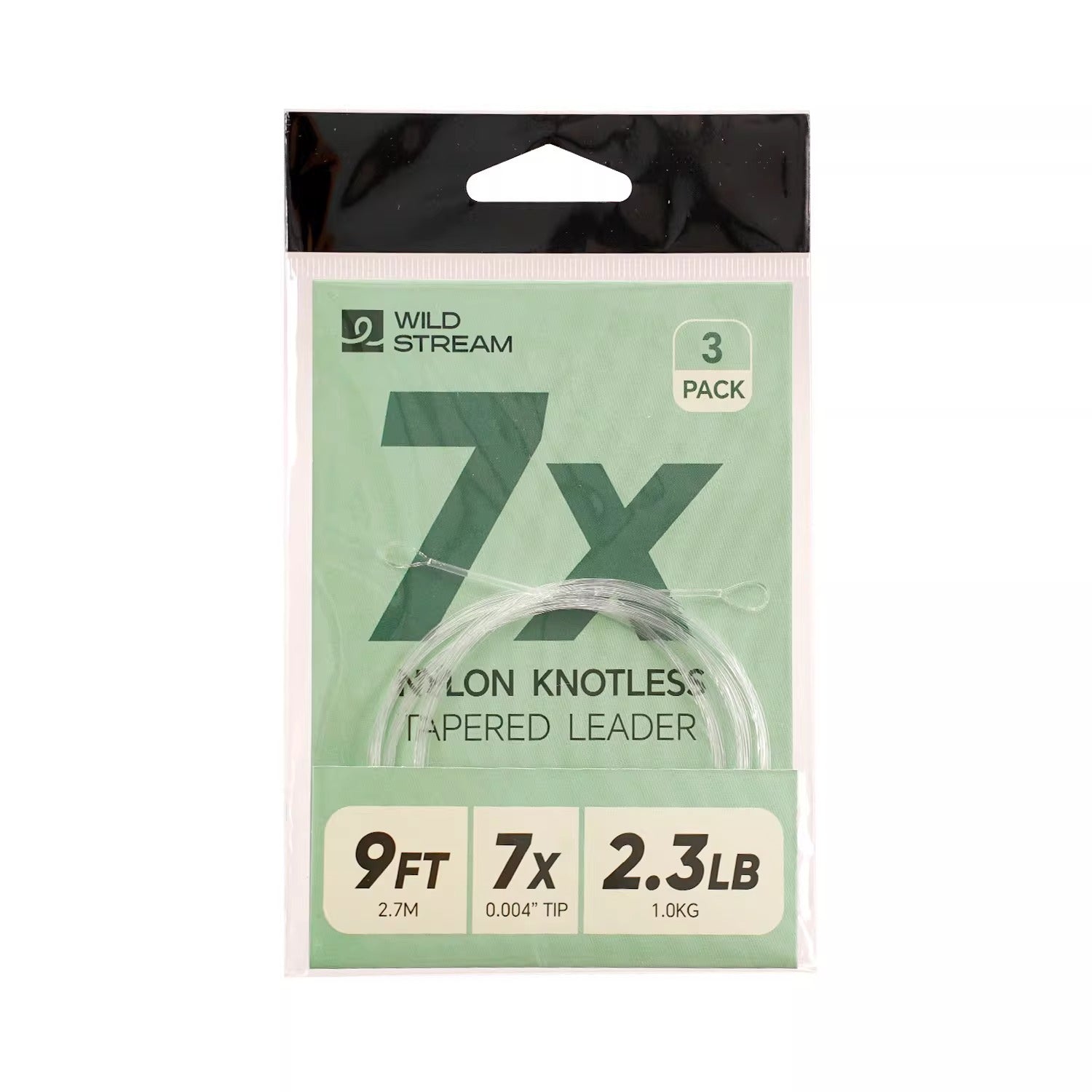 WILDSTREAM 9FT Fly Fishing Tapered Leader 3-Pack Knotless Nylon Pre-Looped 3X 4X 5X