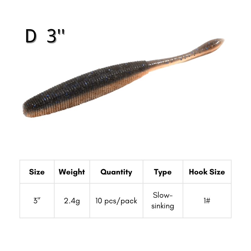 BROKEN RIVER Soft Plastic Stick Baits - 10pcs Dual-Density Salted Bass Fishing Lures, High-Frequency Micro-Shake Worms, Scented Slow Sinking Senko Style Baits for Texas & Wacky Rig