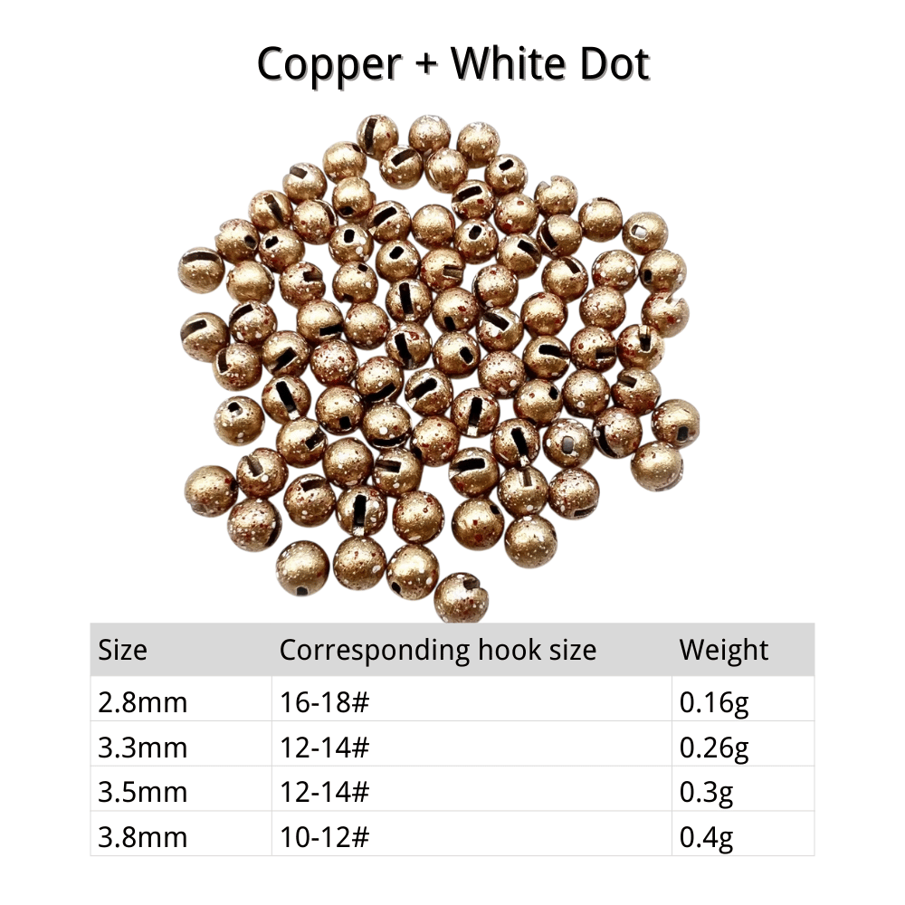 Premium Slotted Tungsten Beads for Fly Tying - Fast Sinking Jig Head Beads for Nymphs, Multiple Sizes (2.8mm-4.6mm) | ZHUSROD