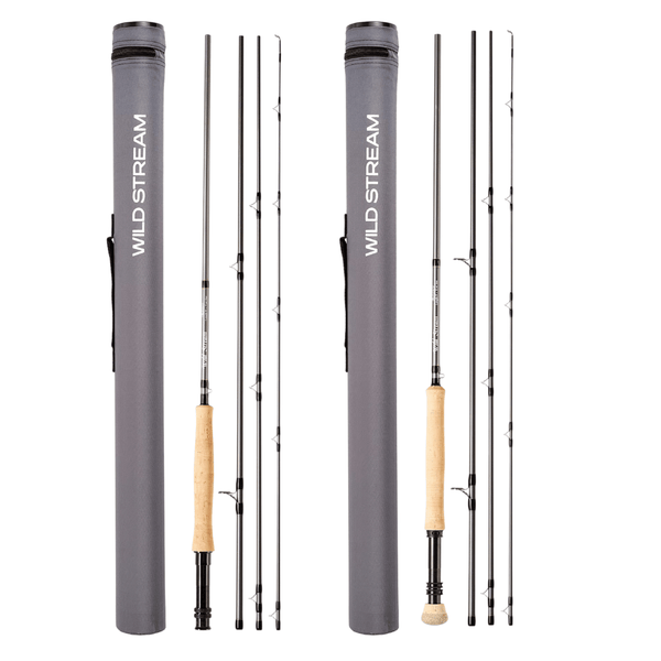 WILDSTREAM Balance Fly Fishing Rod and Reel Combo, 4-Piece 24T+30T Carbon Fiber Fly Rod, Fast Action, SIC Guide Rings, Grade 2A Cork Handle, Complete Starter Kit with Case & Flies (#3/#4/#5/#8 WT)