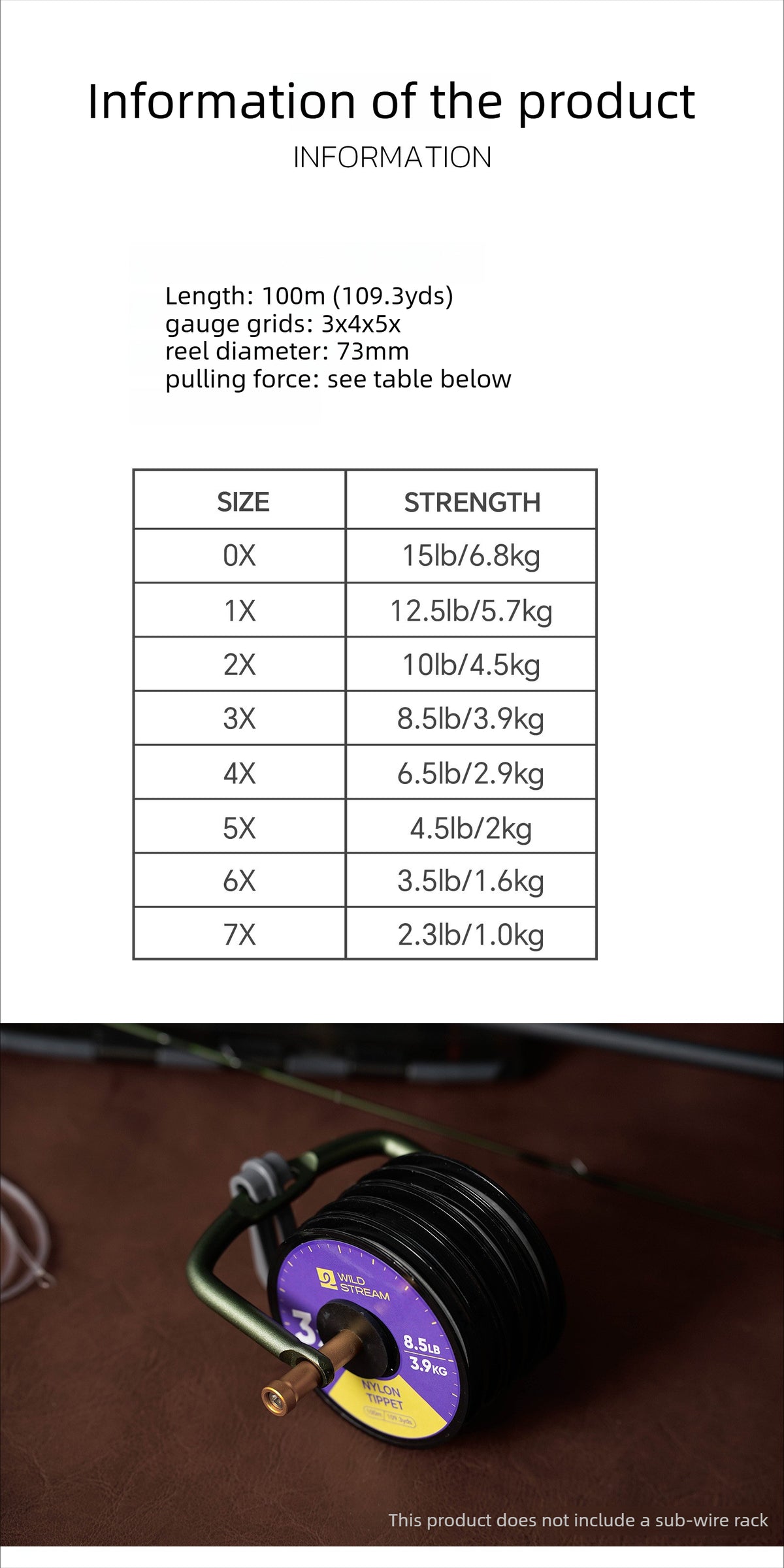 WILD STREAM Nx Series Fly Fishing Tippet - 100m/109.3yds High Strength Nylon Leader Line - Tangle-Free Spool with E | ZHUSROD