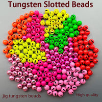 ZHUSROD Premium Slotted Tungsten Beads for Fly Tying - Fast Sinking Jig Head Beads for Nymphs, Multiple Sizes (2.8mm-4.6mm) & Vibrant Colors - High Density Fishing Tackle Material