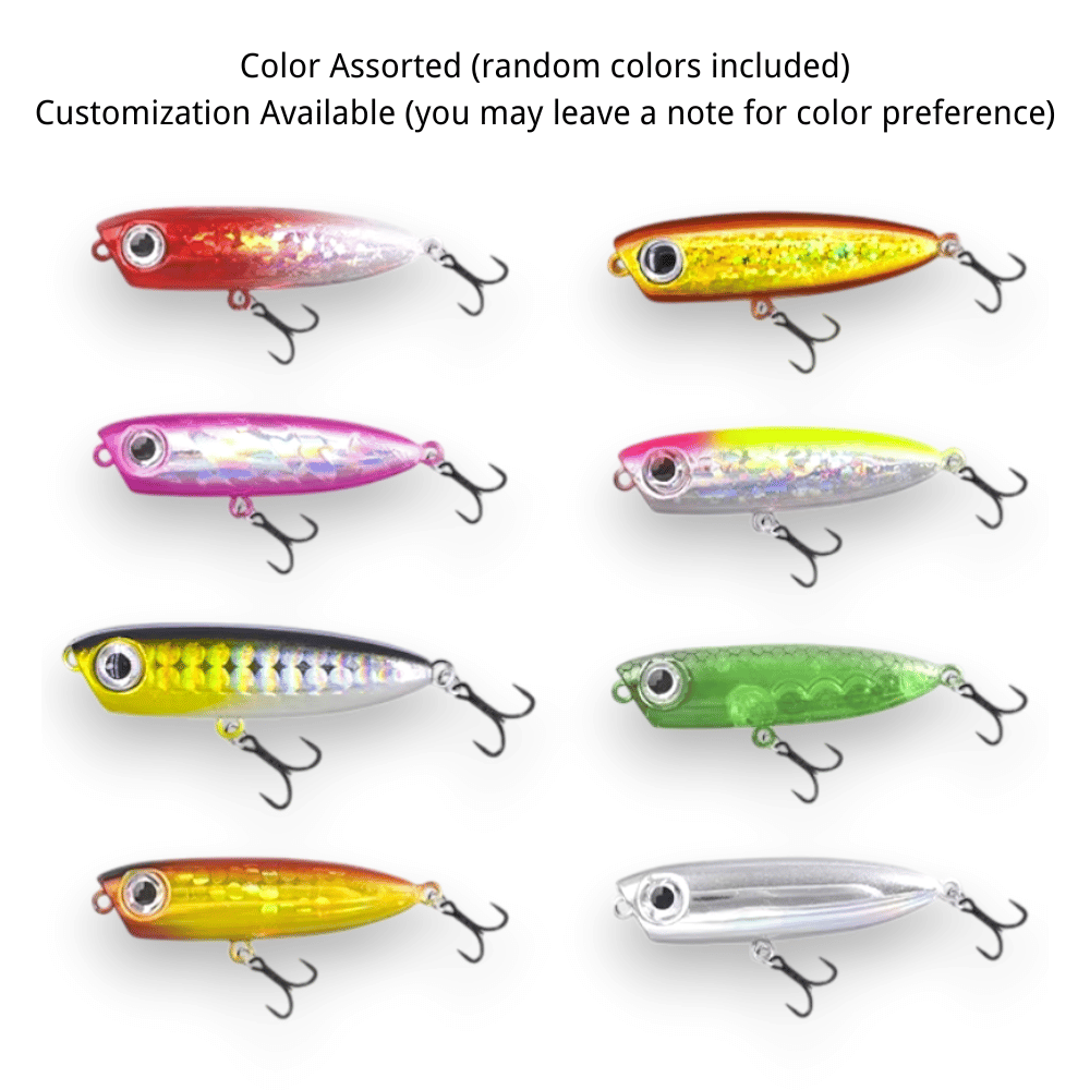 Topwater Pencil Lure 1.77" 0.12oz Popper Zigzag Action 4X Strong Hook Trout Bass