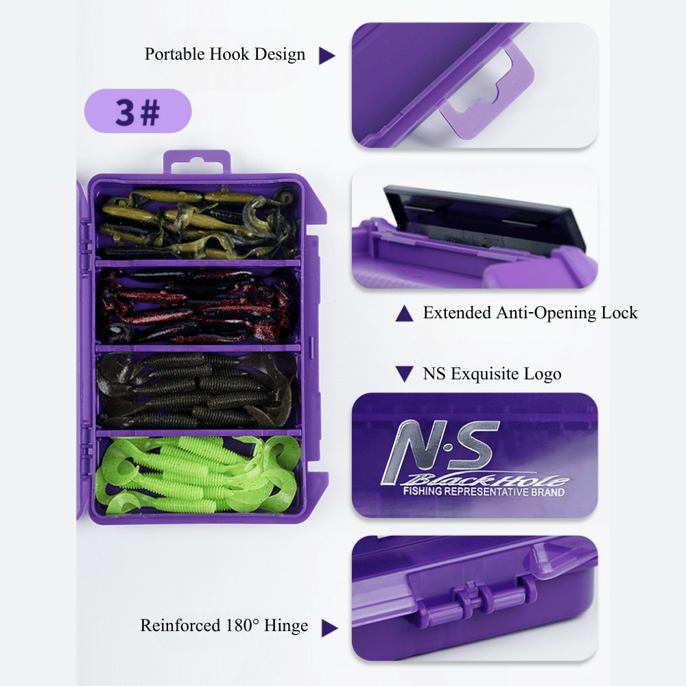 N.S Black Hole Fishing Tackle Box Iris Purple Lure Case Organizer Multi-Compartment