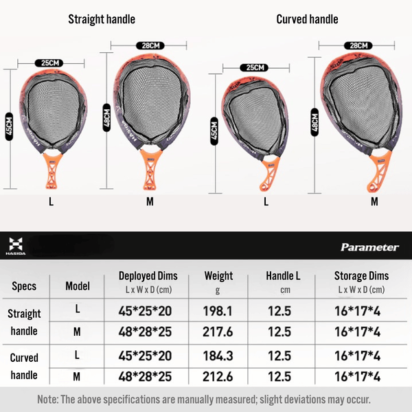 HASIDA Foldable Portable Landing Net, 301 Stainless Steel Frame Rubberized Mesh, Lightweight One-Handed Operation F | ZHUSROD